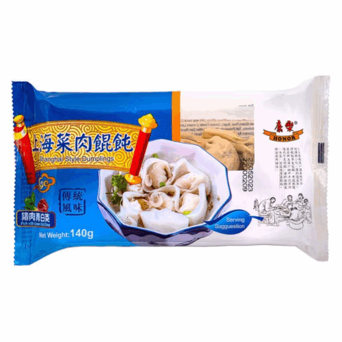 Honor Shanghai Style Dumplings Pork With Green Pok Choi 140g 康乐上海菜肉馄饨140克
