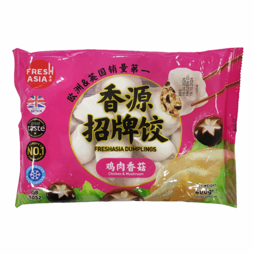 Freshasia Chicken And Mushroom Dumplings 400g 香源鸡肉香菇水饺400克