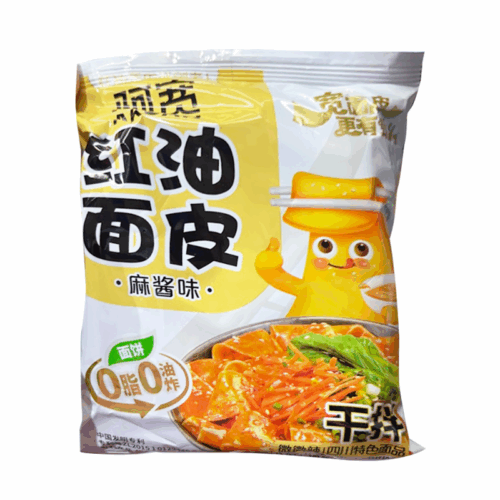 BJ Broad Noodle Bag Sesame Paste 120g 白家阿宽袋装麻酱味红油面皮120克